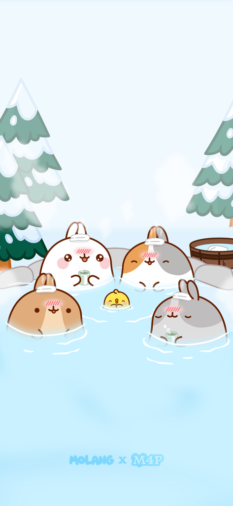 Molang Hot Spring Wallpaper for Mobile