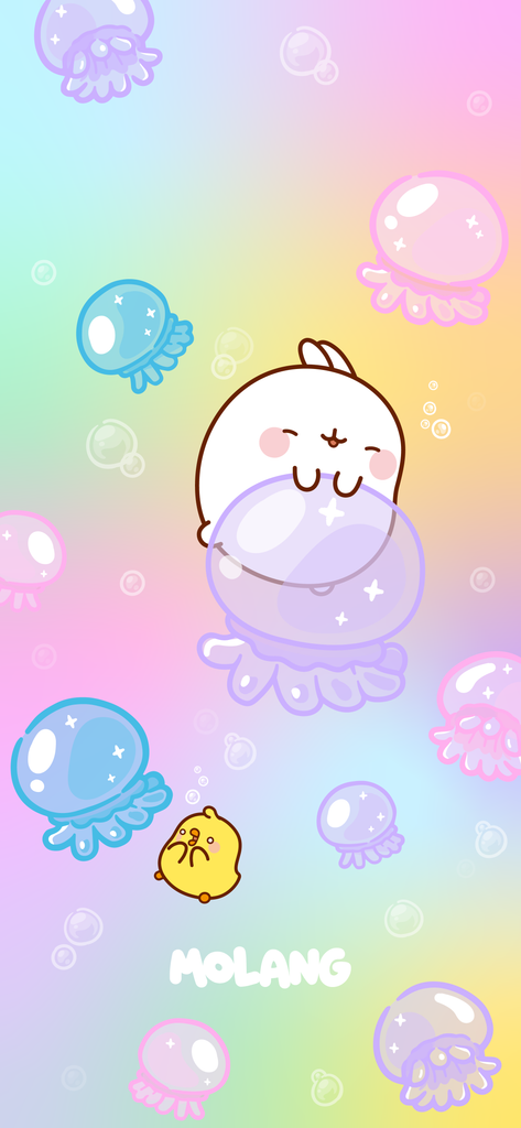 Molang kawaii background: jellyfish wallpaper for phone