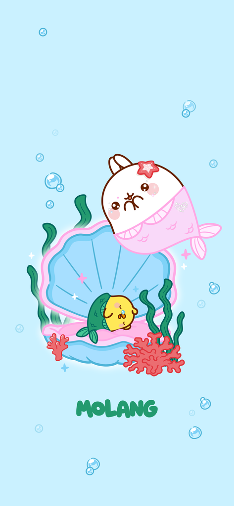 Molang kawaii background: mermaid wallpaper for phone