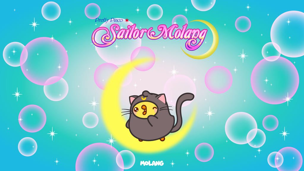 Molang kawaii background: Sailor moon black cat Luna wallpaper for desktop