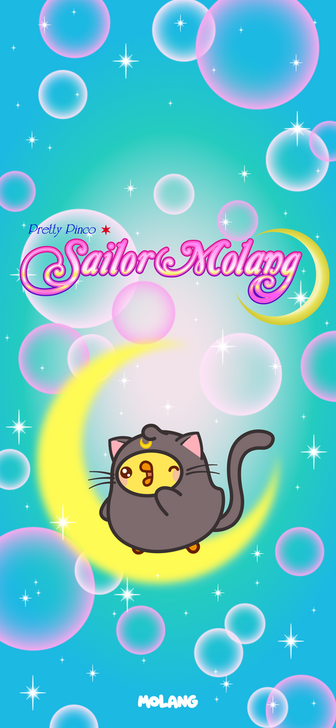 Molang kawaii background: Sailor moon Luna black cat wallpaper for phone
