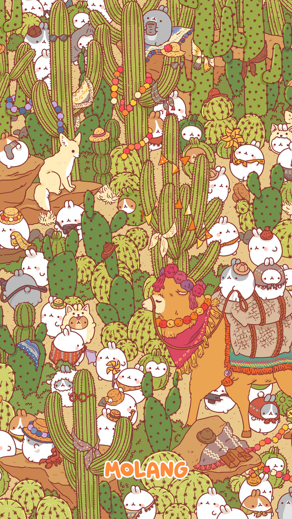 Molang kawaii background: cactus wallpaper for phone