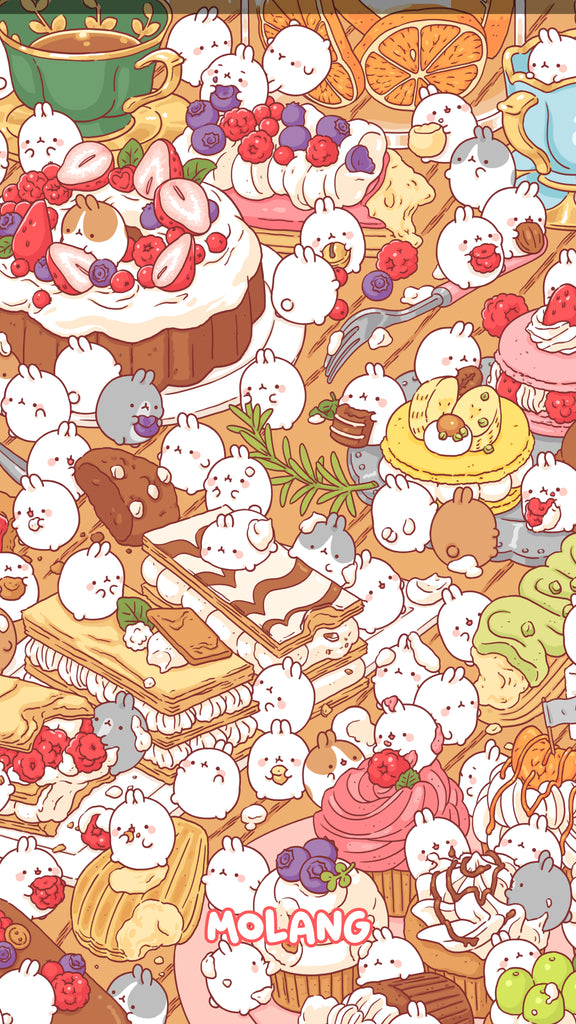 Molang kawaii background: food wallpaper for phone