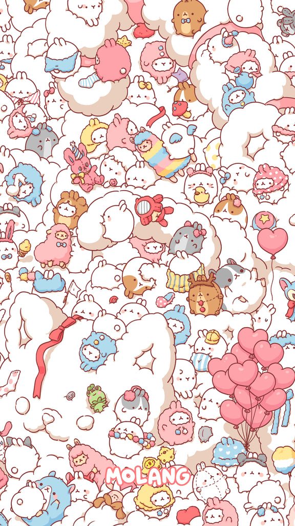 Molang kawaii background: plushes wallpaper for phone