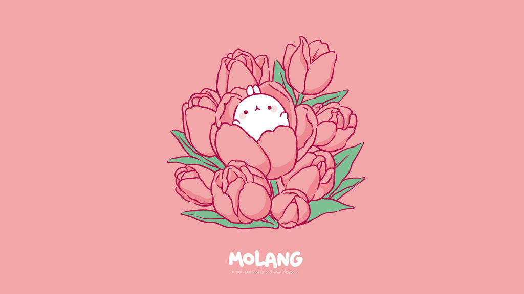 Molang flower pink Wallpaper