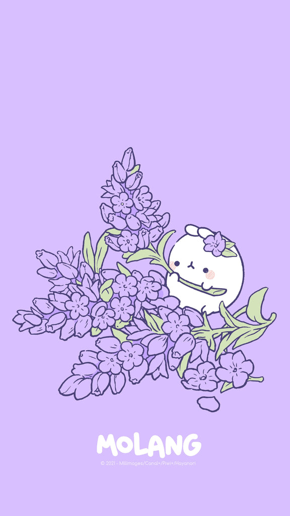 Molang kawaii background: lavender wallpaper for phone