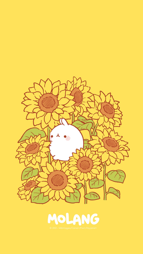 Molang kawaii background: sunflower wallpaper for phone