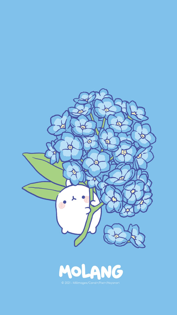 Molang kawaii background: hydrangea wallpaper for phone