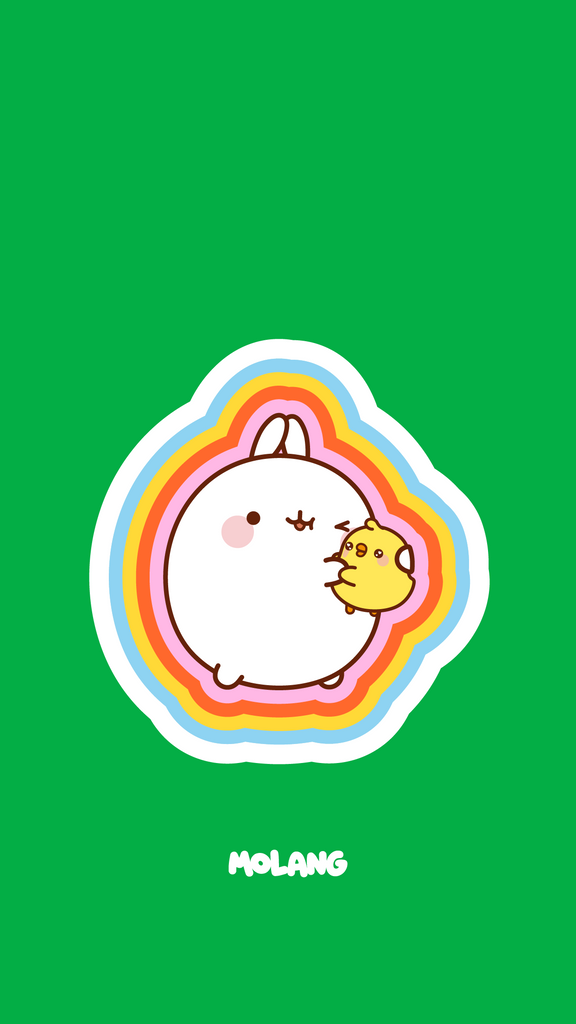 Molang kawaii background: rainbow wallpaper for phone