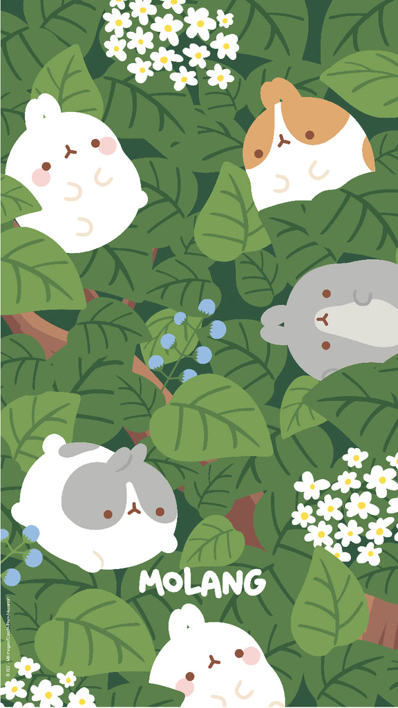 Molang kawaii background: plant wallpaper for phone