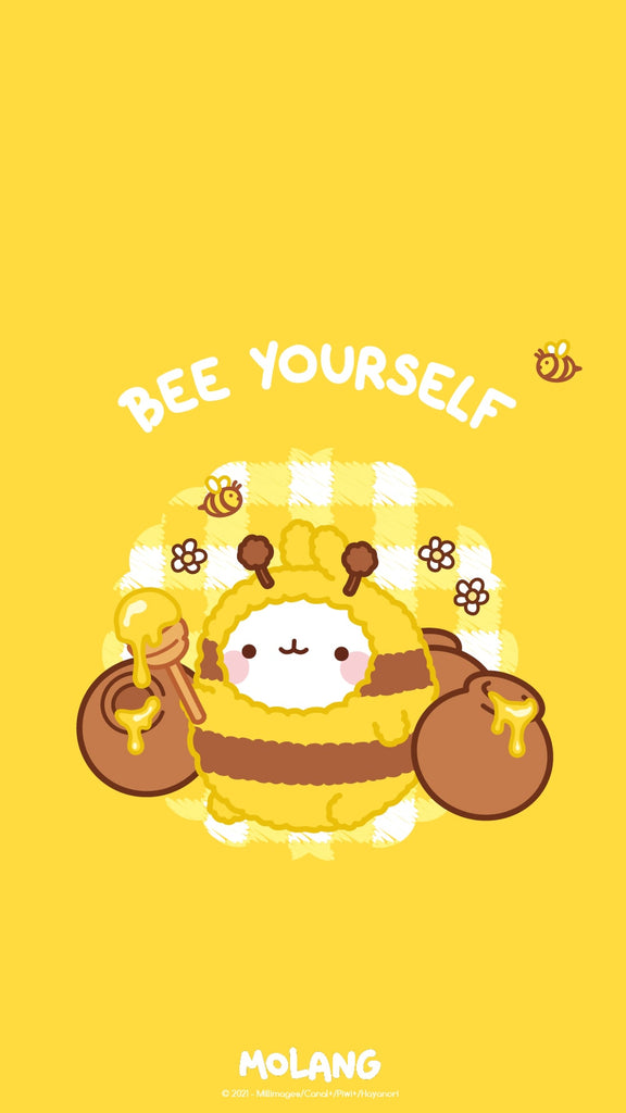 Molang kawaii background: bee wallpaper for phone