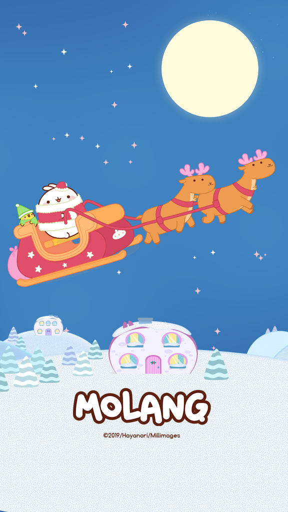 Molang kawaii background: Santa wallpaper for phone