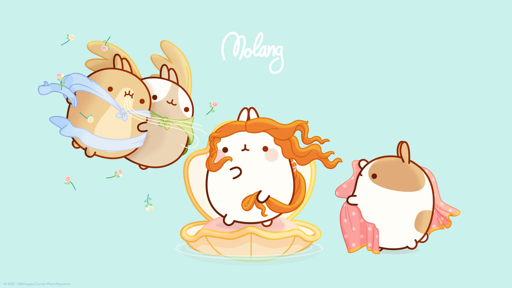 Molang kawaii background: birth of Venus wallpaper for desktop