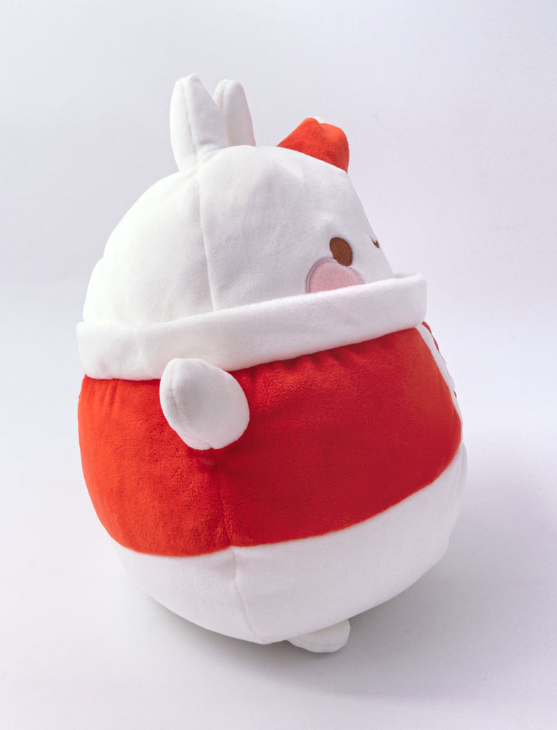 A cute red Santa Molang Super Soft plush. 