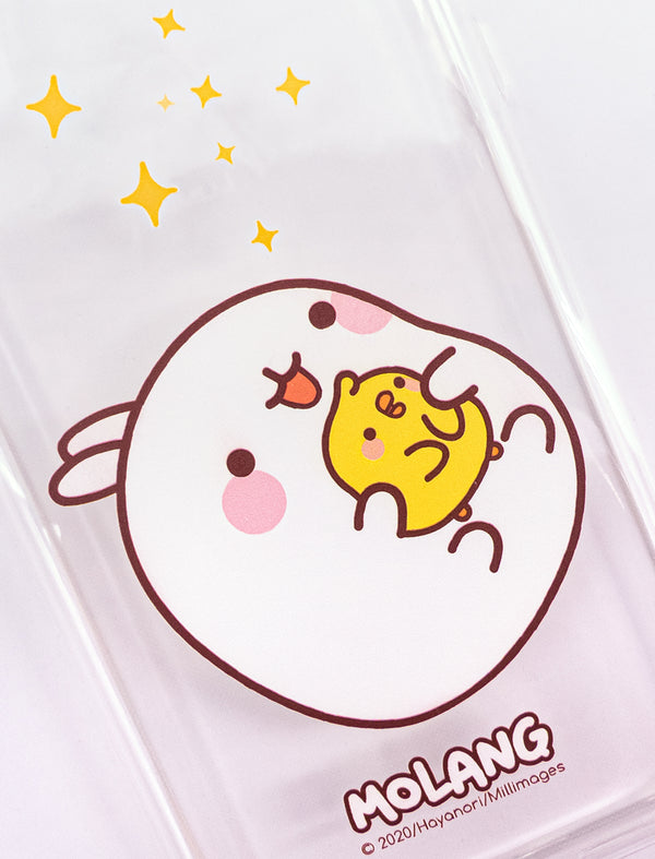 A cute transparent soft phone case Molang and Piu Piu.