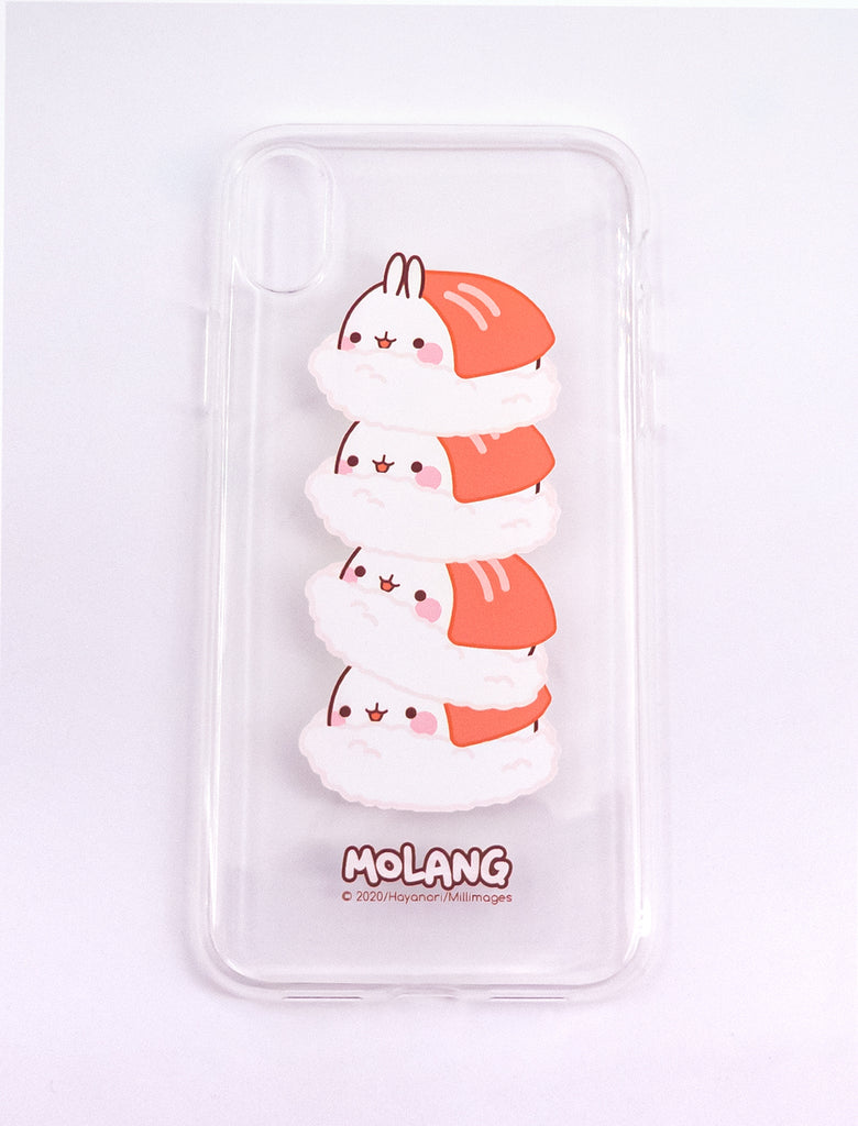 A cute Molang transparent Sushi pile Soft Phone Case.