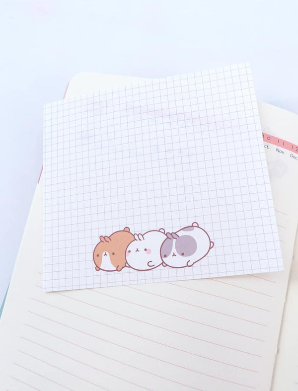 Cute white sticky notes Molang and Pincos.