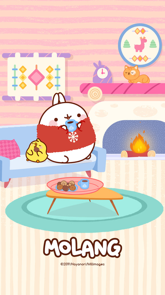 Molang kawaii background: cozy wallpaper for phone