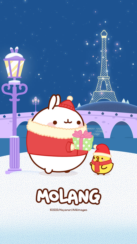 Molang kawaii background: Christmas wallpaper for phone