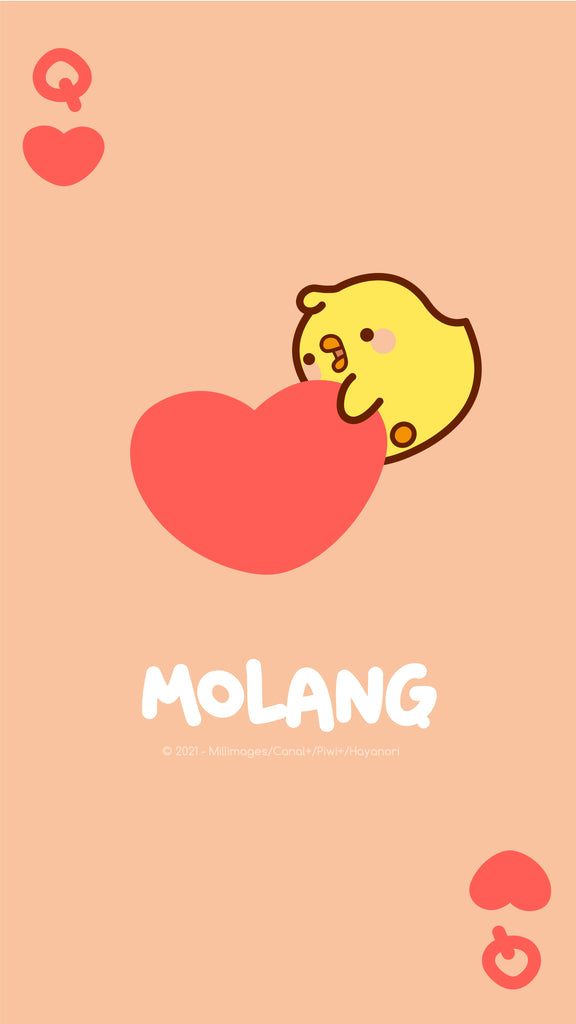 Molang kawaii background: Piu Piu queen card wallpaper for phone