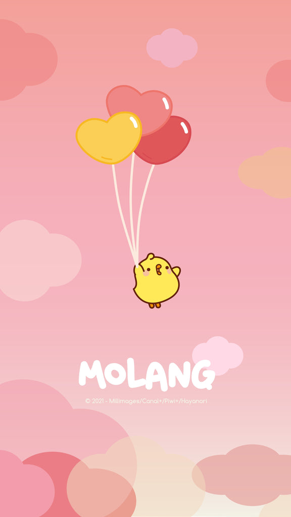 Molang kawaii background: balloons wallpaper for phone