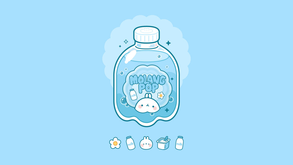 Molang blue Drink Wallpaper