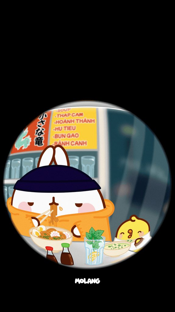 Molang kawaii background: ramen wallpaper for phone