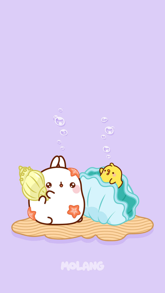 Molang kawaii background: seashell wallpaper for phone