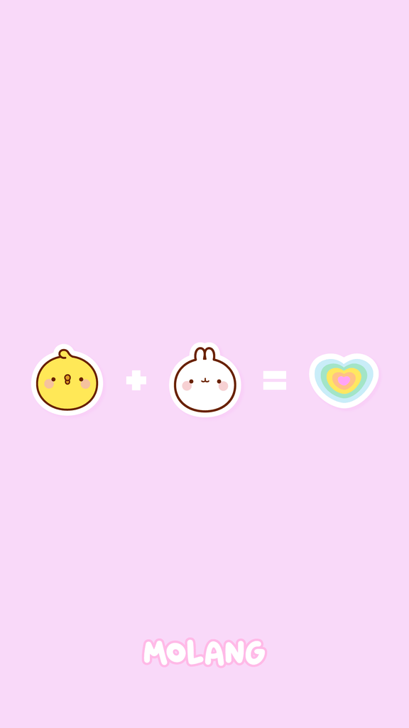 Molang kawaii background: heart wallpaper for phone