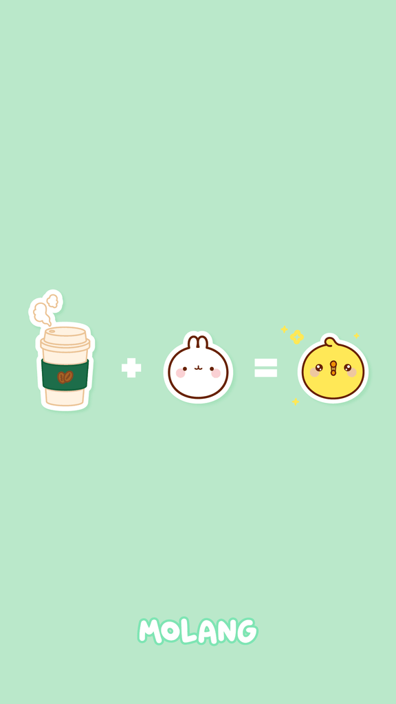 Molang kawaii background: coffee wallpaper for phone